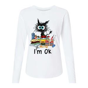 Cats Im Ok Funny Quilting Love Cats Womens Cotton Relaxed Long Sleeve T-Shirt