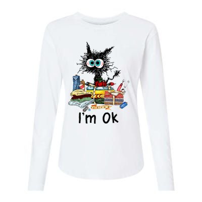 Cats Im Ok Funny Quilting Love Cats Womens Cotton Relaxed Long Sleeve T-Shirt