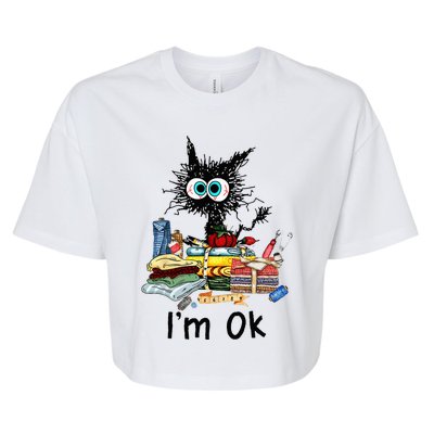 Cats Im Ok Funny Quilting Love Cats Bella+Canvas Jersey Crop Tee