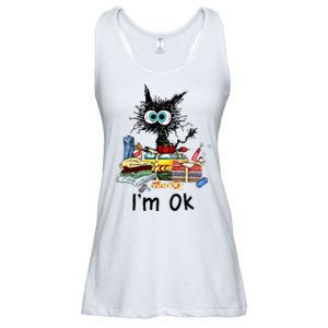 Cats Im Ok Funny Quilting Love Cats Ladies Essential Flowy Tank