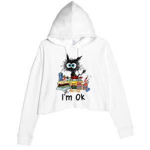 Cats Im Ok Funny Quilting Love Cats Crop Fleece Hoodie