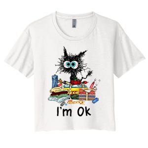 Cats Im Ok Funny Quilting Love Cats Women's Crop Top Tee