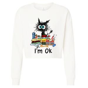 Cats Im Ok Funny Quilting Love Cats Cropped Pullover Crew