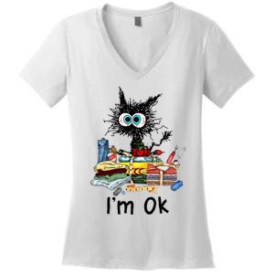 Cats Im Ok Funny Quilting Love Cats Women's V-Neck T-Shirt