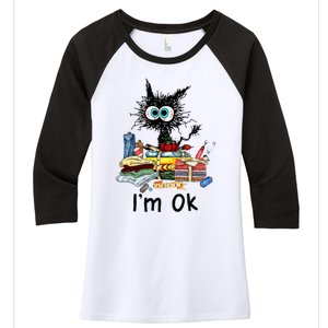 Cats Im Ok Funny Quilting Love Cats Women's Tri-Blend 3/4-Sleeve Raglan Shirt