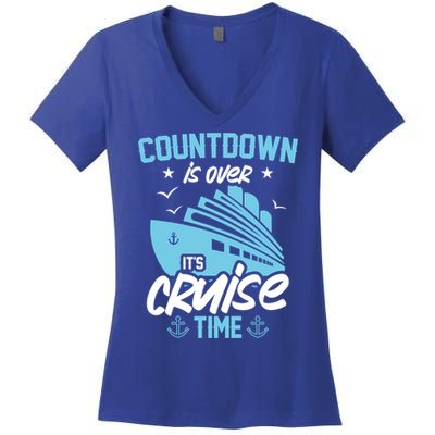 Countdown Is Over Its Cruise Time Critic Pirate Gift Women's V-Neck T-Shirt