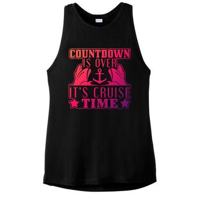 Countdown Is Over Its Cruise Time Holiday Gift Ladies PosiCharge Tri-Blend Wicking Tank