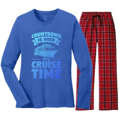 Countdown Is Over Its Cruise Time Vacation Gift Women's Long Sleeve Flannel Pajama Set 