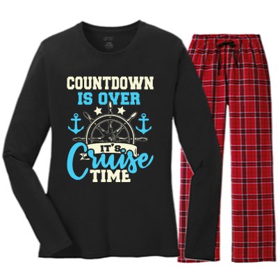 Countdown Is Over Its Cruise Time Cruising Lover Cruiser Women's Long Sleeve Flannel Pajama Set 