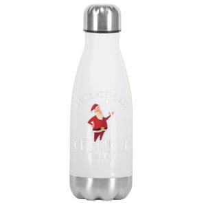 Checking It Once Checking It Twice Xmas Ice Hockey Santa Gift Stainless Steel Insulated Water Bottle