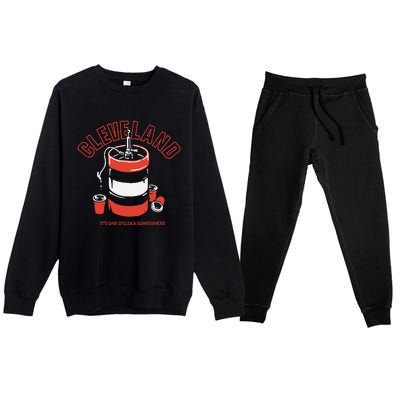 Cleveland It’s One O’clock Somewhere Premium Crewneck Sweatsuit Set