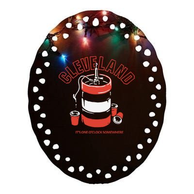 Cleveland It’s One O’clock Somewhere Ceramic Oval Ornament