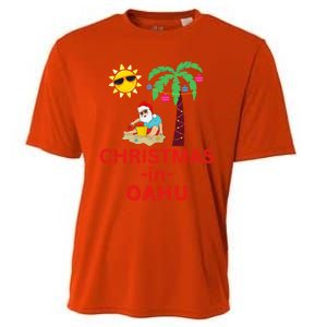 Christmas In Oahu Deck The Palm Trees Family Vacation Cool Gift Cooling Performance Crew T-Shirt