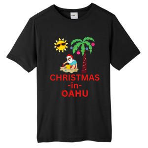 Christmas In Oahu Deck The Palm Trees Family Vacation Cool Gift Tall Fusion ChromaSoft Performance T-Shirt