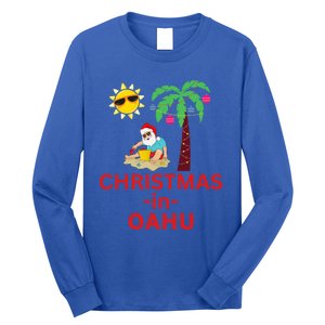 Christmas In Oahu Deck The Palm Trees Family Vacation Cool Gift Long Sleeve Shirt