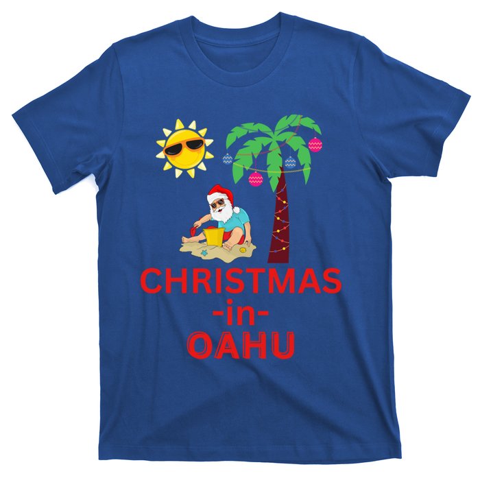 Christmas In Oahu Deck The Palm Trees Family Vacation Cool Gift T-Shirt