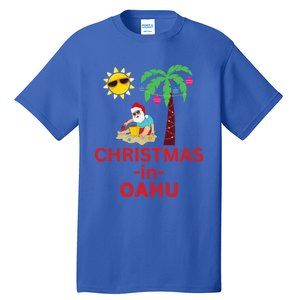 Christmas In Oahu Deck The Palm Trees Family Vacation Cool Gift Tall T-Shirt