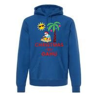 Christmas In Oahu Deck The Palm Trees Family Vacation Cool Gift Premium Hoodie