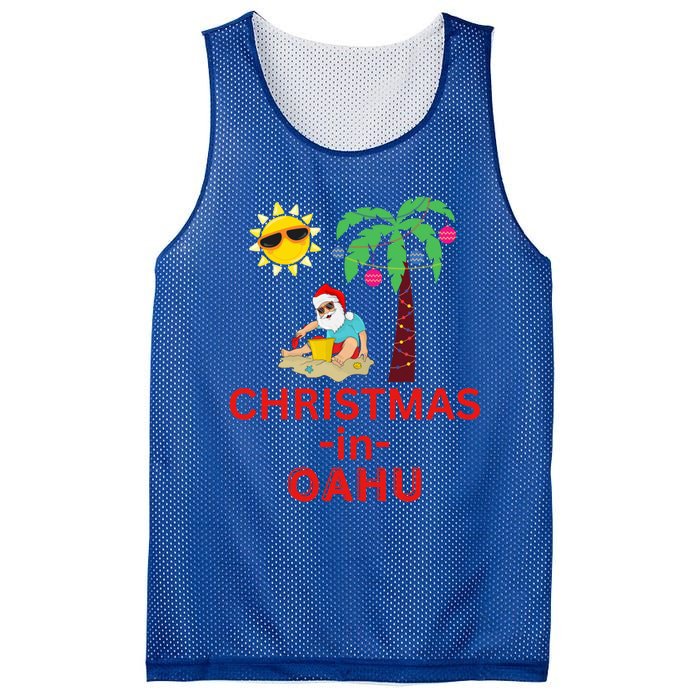 Christmas In Oahu Deck The Palm Trees Family Vacation Cool Gift Mesh Reversible Basketball Jersey Tank