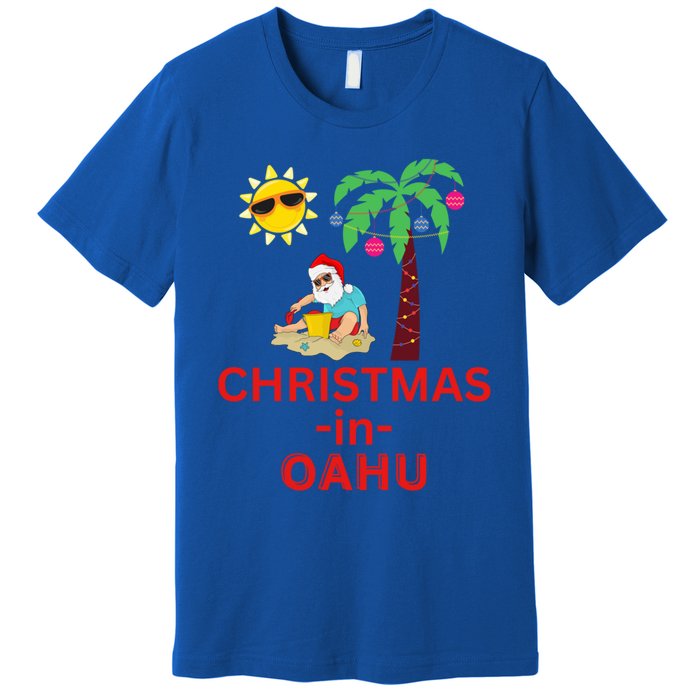 Christmas In Oahu Deck The Palm Trees Family Vacation Cool Gift Premium T-Shirt