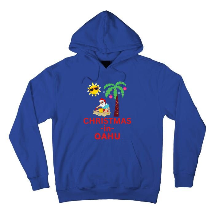 Christmas In Oahu Deck The Palm Trees Family Vacation Cool Gift Tall Hoodie