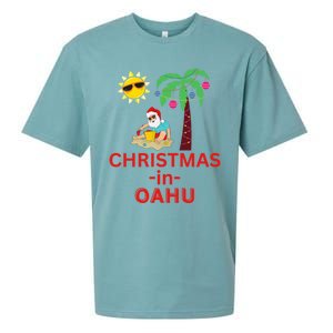 Christmas In Oahu Deck The Palm Trees Family Vacation Cool Gift Sueded Cloud Jersey T-Shirt