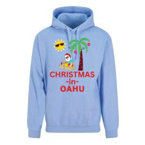 Christmas In Oahu Deck The Palm Trees Family Vacation Cool Gift Unisex Surf Hoodie