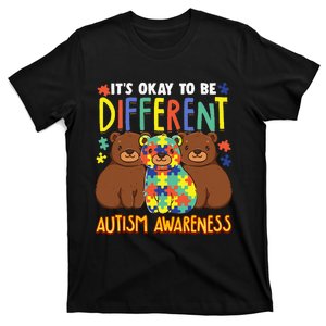 Cute It's OK To Be Different Autism Awareness Puzzle Bears T-Shirt