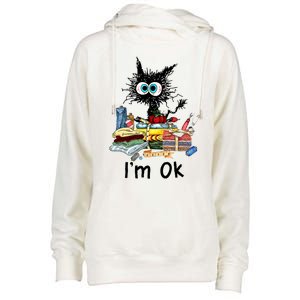 Cats I'm Ok Funny Quilting Love Cats Womens Funnel Neck Pullover Hood