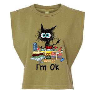 Cats I'm Ok Funny Quilting Love Cats Garment-Dyed Women's Muscle Tee