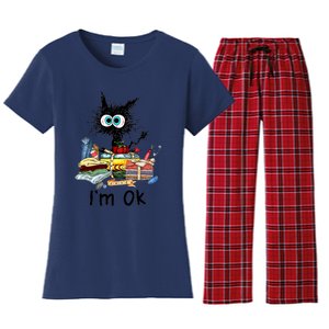 Cats I'm Ok Funny Quilting Love Cats Women's Flannel Pajama Set