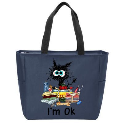 Cats I'm Ok Funny Quilting Love Cats Zip Tote Bag