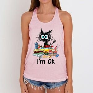 Cats I'm Ok Funny Quilting Love Cats Women's Knotted Racerback Tank