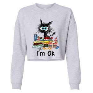 Cats I'm Ok Funny Quilting Love Cats Cropped Pullover Crew