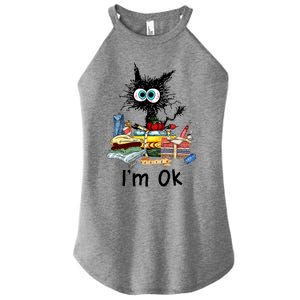 Cats I'm Ok Funny Quilting Love Cats Women's Perfect Tri Rocker Tank