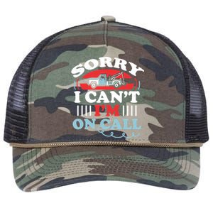 CanT IM On Call Funny Tow Truck Driver Gift Design Retro Rope Trucker Hat Cap