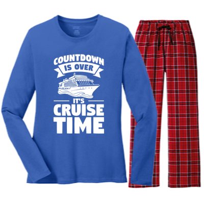 Countdown Is Over Its Cruise Time Vacation Gift Women's Long Sleeve Flannel Pajama Set 