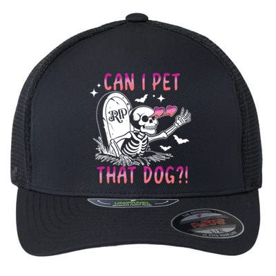 Can I Pet That Dog Skeleton Halloween Flexfit Unipanel Trucker Cap