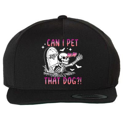 Can I Pet That Dog Skeleton Halloween Wool Snapback Cap