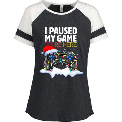 Christmas I Paused My Game To Be Here Funny Gamer  Enza Ladies Jersey Colorblock Tee