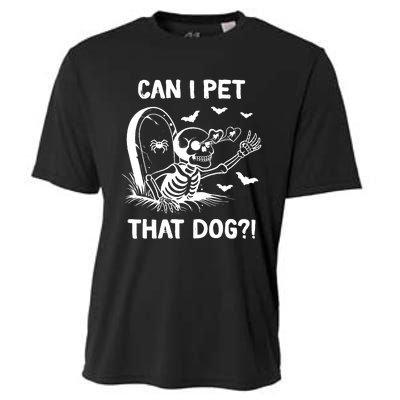 Can I Pet That Dog Halloween Skeleton Cooling Performance Crew T-Shirt