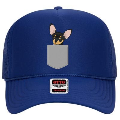 Chihuahua In Pocket Design Chiwawa Lovers Gifts High Crown Mesh Back Trucker Hat