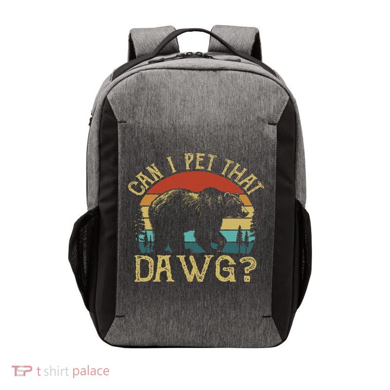 Can I Pet That Dog Funny Dawg Bear Meme Camping Hiking Vector Backpack