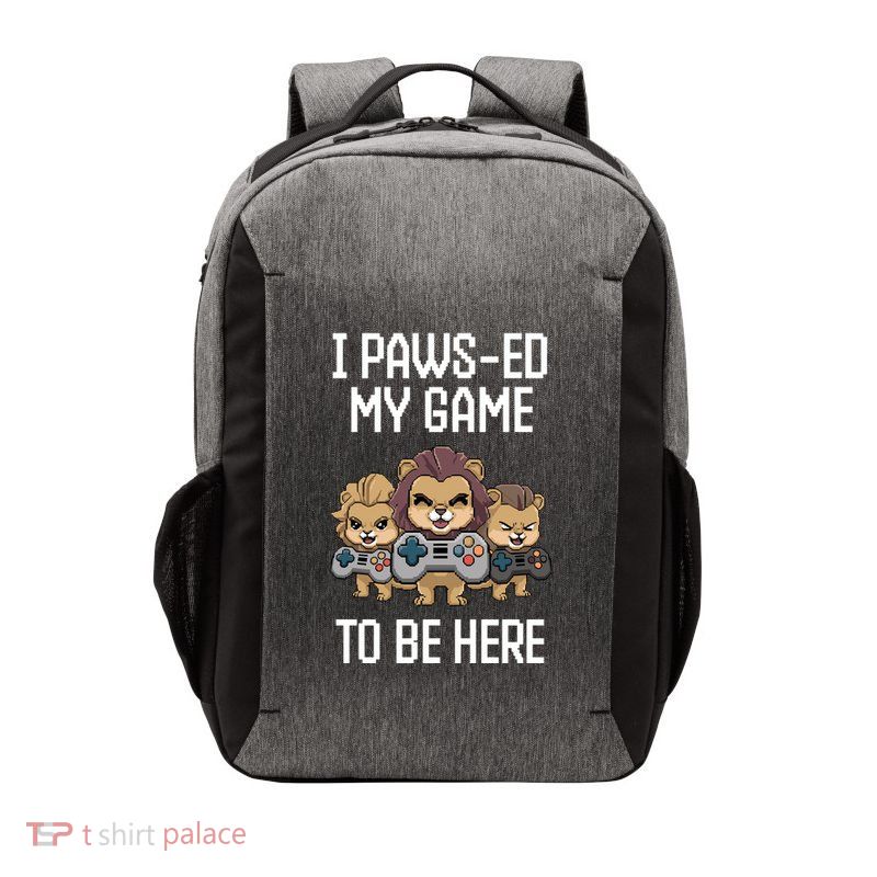 Cute I Pawsed My Game To Be Here Paused Gamer Lion Cat Boss Vector Backpack