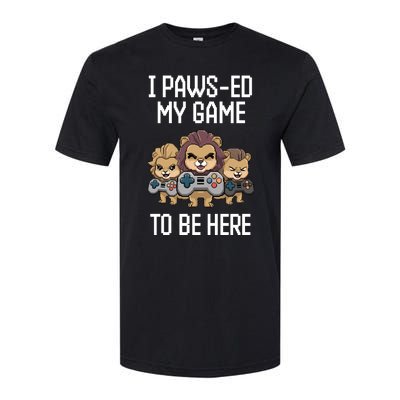 Cute I Pawsed My Game To Be Here Paused Gamer Lion Cat Boss Softstyle CVC T-Shirt