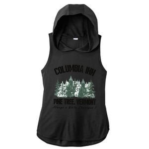 Columbia Inn Pine Tree Vermont Americas Snow Playground A White Ladies PosiCharge Tri-Blend Wicking Draft Hoodie Tank