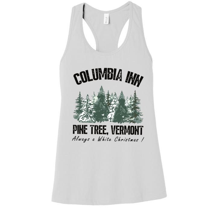 Columbia Inn Pine Tree Vermont Americas Snow Playground A White Women's Racerback Tank