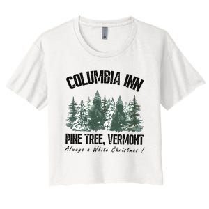 Columbia Inn Pine Tree Vermont Americas Snow Playground A White Women's Crop Top Tee