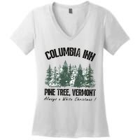 Columbia Inn Pine Tree Vermont Americas Snow Playground A White Women's V-Neck T-Shirt