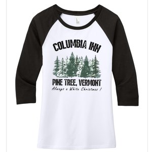 Columbia Inn Pine Tree Vermont Americas Snow Playground A White Women's Tri-Blend 3/4-Sleeve Raglan Shirt